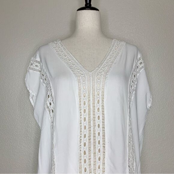 Boho Me White Eyelet Crochet Fringe CoverUp - Picture 3 of 13